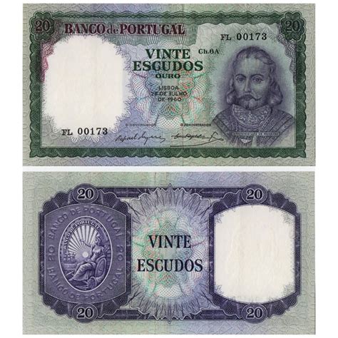 1960 Banconota Portogallo 20 Escudos DA Luiz De Menezes P163 BB