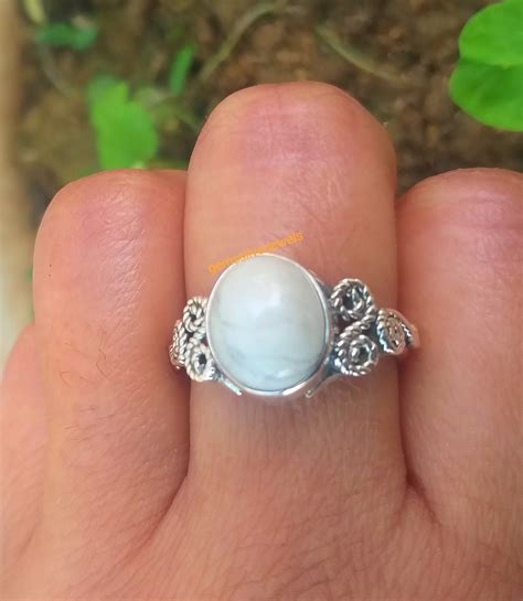 White Howlite Ring Sterling Silver Oval Stone Ring Etsy India