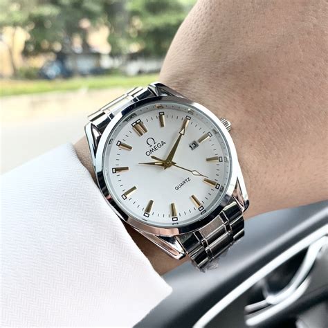 Mua Đồng Hồ Omega Nam Dây Thép Khung Thép Có Lịch Ngày Kính Cong Máy