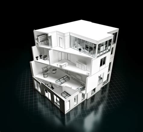 Premium Photo | 3D rendering of a house project. Model in a cut ...