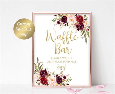 Waffle Bar Printable Sign Waffle House Merlot Wedding Sign - Etsy