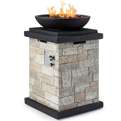 Buy Avawing Propane Firebowl Column Btu Outdoor Gas Fire Pit