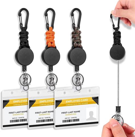 Selizo Retractable Keychain With Card Holder Pieces Retractable