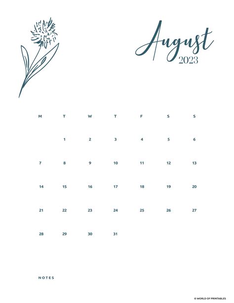 Cute August 2023 Calendar