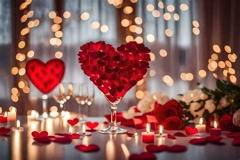 Valentine S Day Table Setting With Candles And Heart Shaped Decorations