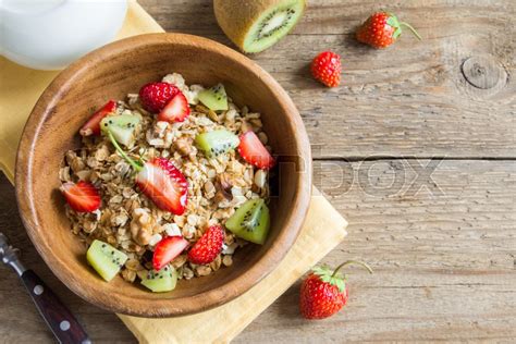 Homemade granola with fresh fruits ... | Stock image | Colourbox