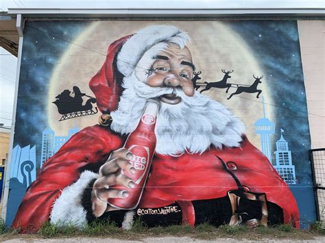 San Antonio Santa Claus Mural Swaps Coke For Big Red