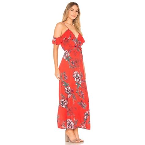 Band Of Gypsies Dresses Band Of Gypsies Cold Shoulder Floral Wrap