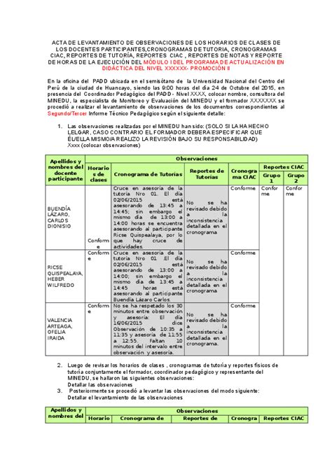 Doc Acta Levantamiento De Observaciones Octubre