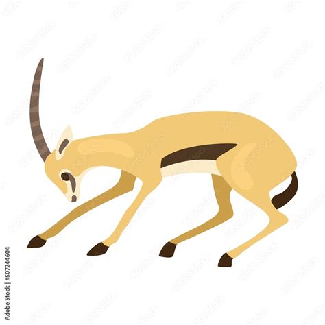 African goitered gazelle. Antelope cartoon illustration. Impala with ...