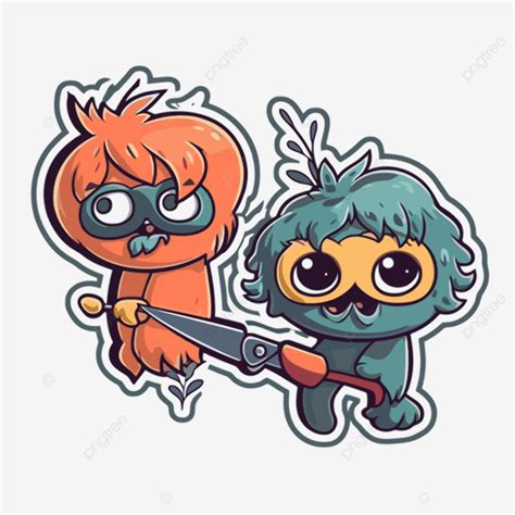 Dos Personajes De Dibujos Animados Con Una Espada Clipart Vector Png