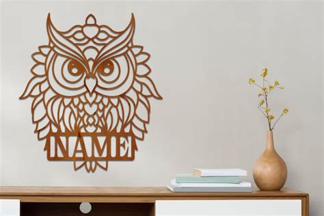 Owl Laser Cutting Wooden Name Sign Svg Graphic By Cutting Edge