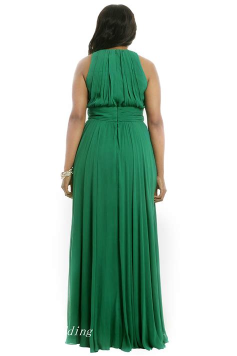 Emerald Green Plus Size Formal Evening Dress A Line Chiffon Long Special Occasion Dress Prom