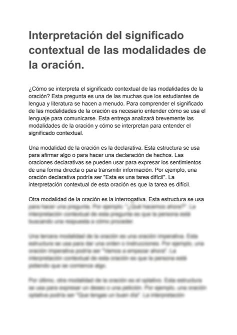 SOLUTION Interpretaci N Del Significado Contextual De Las Modalidades