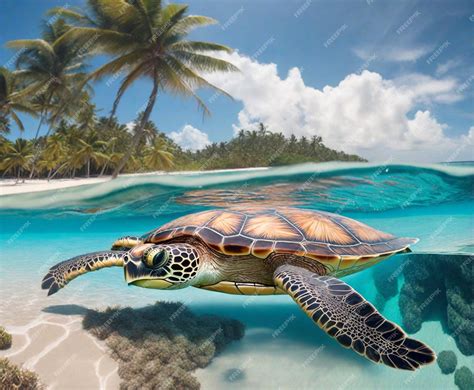 Premium AI Image | sea turtle habitat hawaiian green sea turtle