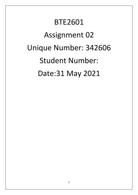 Becoming A Teacher Assignment Student Number Bte Assignment