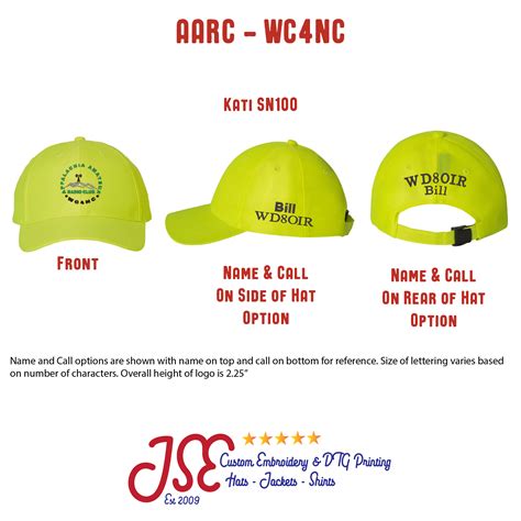 Appalachia Amateur Radio Club Wc Nc Kati Safety Yellow Hat Jse Embroidery