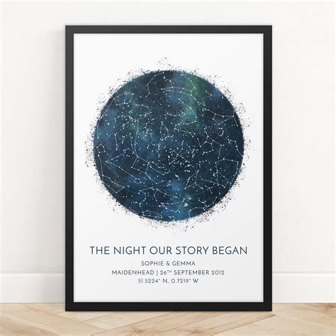 Custom Star Map Print Anniversary T Night Sky Print Star Map