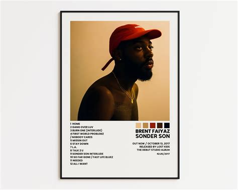 Brent Faiyaz Cover Poster Sonder Son Album Wall Print Tracklist