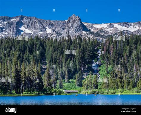 Twin Lakes and Twin Lakes Falls, Mammoth Lakes, California Stock Photo ...