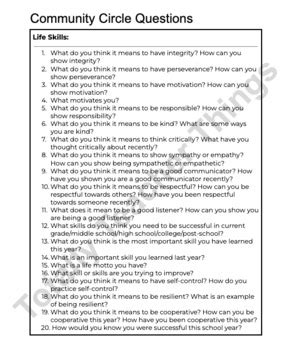 100 Community Circle Questions By Totally Teacher Things TPT