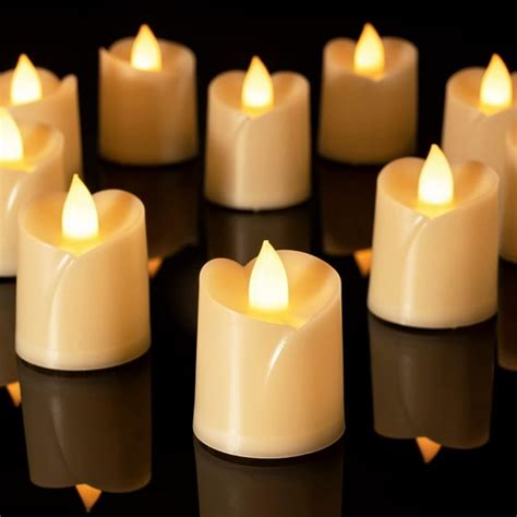 Merrynights 24pack Flameless Flickering Led Votive Tealight Candles Heart Shape Battery