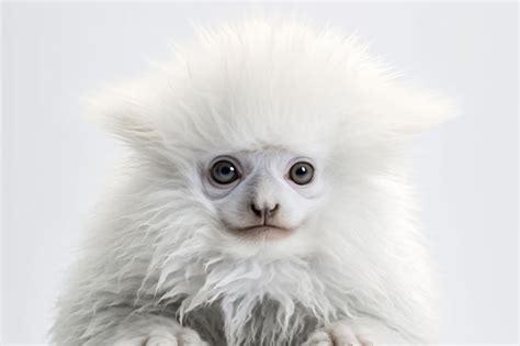 Premium AI Image | a white monkey with a fluffy haircut sitting on a table