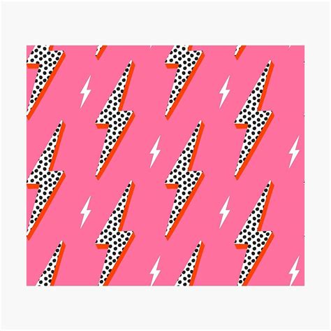 🔥 Free Download Lightning Bolt Thunder Flash Preppy Pink Metal Print By