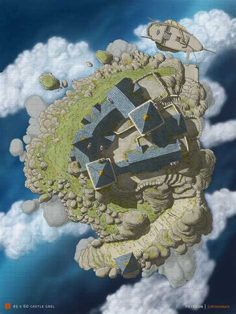 Castle Grel The Floating Island 45 X 60 Battlemap Oc