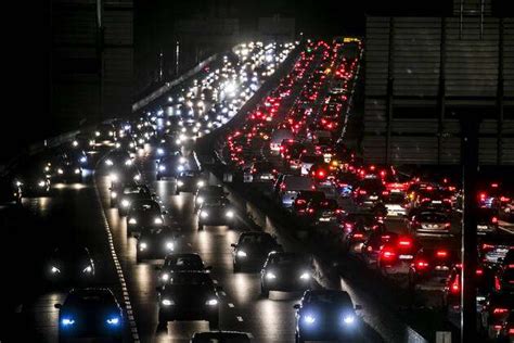 Paris France October Trafic Jam On An Urban Highway At The