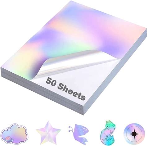 50 hojas holográficas de papel adhesivo de 8 5 x 11 pulgadas para