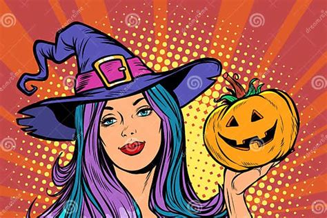 Happy Halloween Witch With Pumpkin Stock Vector Illustration Of