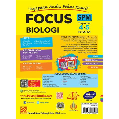 Buku Rujukan FOCUS SPM Tingkatan 4 5 KSSM 2021 Pelangi Shopee