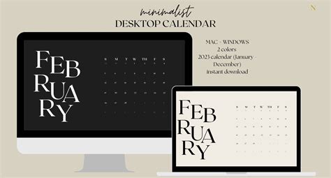 Calendar Minimalist 2023 Wallpaper Set Aesthetic Desktop/mac & Windows ...