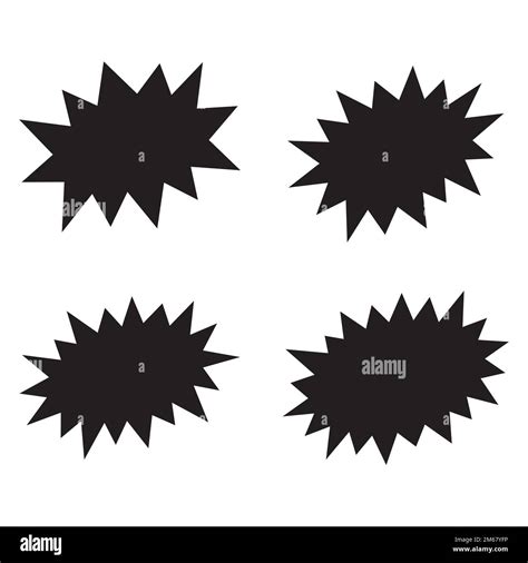 Black bursting star shapes. Set of comic splash, explosion, burst, bang ...