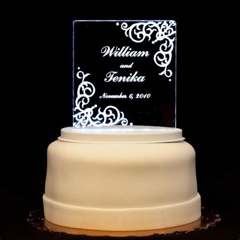 Vintage Acrylic Wedding Cake Topper Engraved And Personalized 2 Styles Light Option