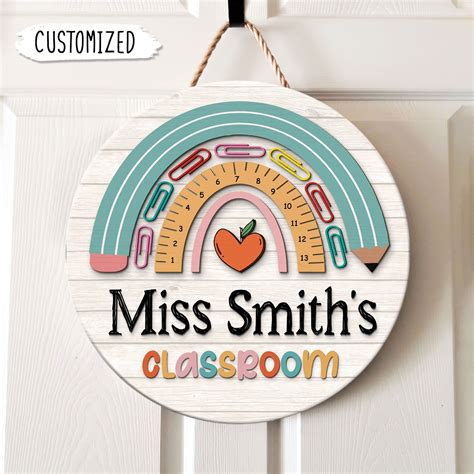 Personalized teacher sign teacher gifts teacher door sign classroom door hanger teachers ...