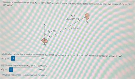 Solved Consider A Small Surface Of Area A1 0 9104 M2 Chegg