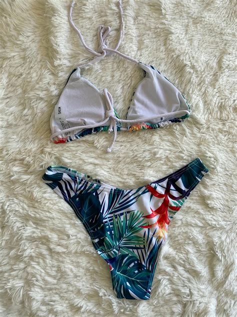 Bikini Malla Triangulo Hojas Verdes Saldos Vip Tienda Virtual