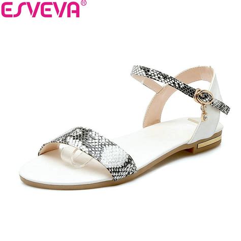 ESVEVA 2020 Women Sandals Mixed Color Cow Leather PU Western Style