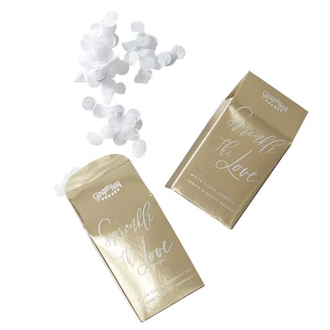 Gold Wedding White Biodegradable Confetti Boxes Pergamos