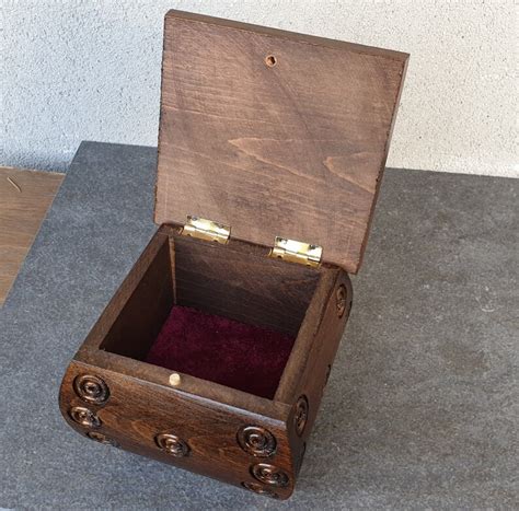 Hand Carved Wood Jewelry Box Vintage Wooden Storage Box Etsy