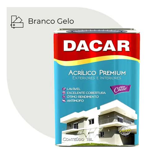 Tinta Acrilica Fosco Lavavel Branco Gelo Lts Dacar Premium