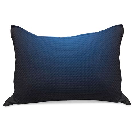 Navy Knitted Quilt Pillowcover Digital Horizontal Lines Ombre Effects