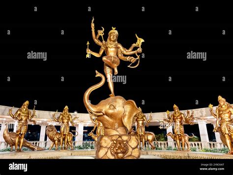 Idols Of Hindu Holy God At Outdoor At Night From Different Angle Image