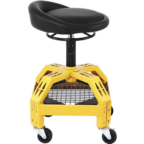 VEVOR Rolling Garage Stool, 300LBS Capacity, Adjustable Height from 24 ...