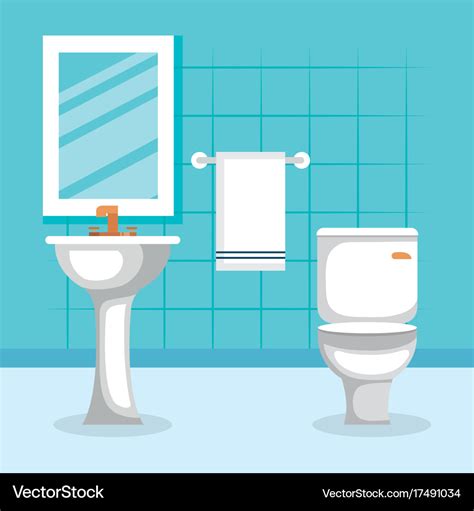 Bathroom scene isolated icon Royalty Free Vector Image