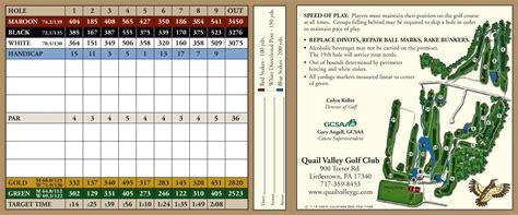 Scorecard - Quail Valley Golf Course