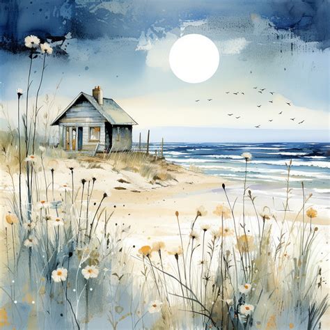 Watercolor Beach House Free Stock Photo - Public Domain Pictures