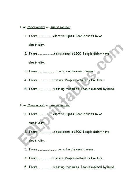 Use There Wasnt And Werent In The Following Sentences Esl Worksheet